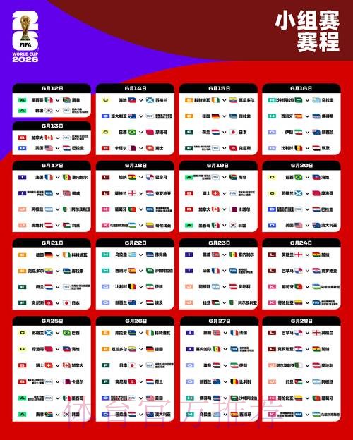 2026世界杯小组赛赛程最新比赛时间表在哪里看